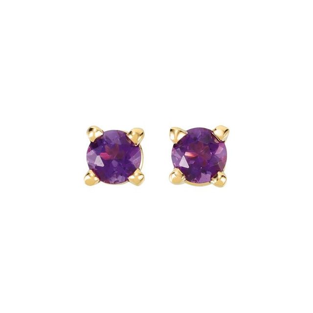 14K Yellow 3 mm Natural Amethyst Earrings