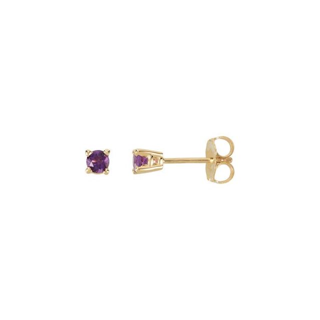 14K Yellow 3 mm Natural Amethyst Earrings