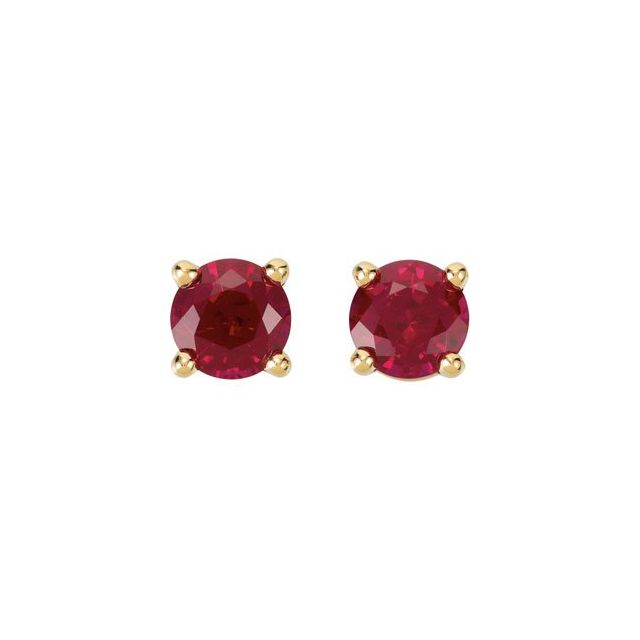 14K Yellow 5 mm Lab-Grown Ruby Earrings