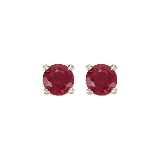 14k White 5 Mm Lab-grown Ruby Earrings