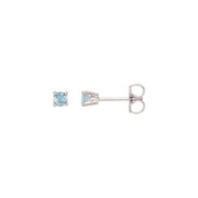 14K White 3 mm Natural Blue Aquamarine Earrings