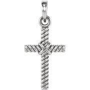 14k White 13.5x8.6 Mm Rope Cross Pendant