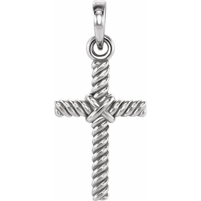 14k White 13.5x8.6 Mm Rope Cross Pendant