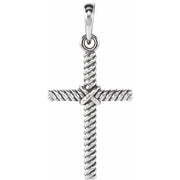 14k White 17.5x11.3 Mm Rope Cross Pendant