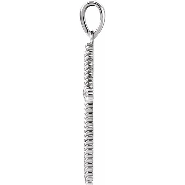 14k White 31.9x16.2 Mm Rope Cross Pendant