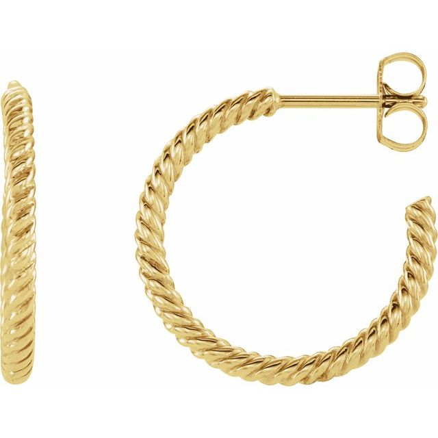 14k Yellow Rope 17 Mm Hoop Earrings
