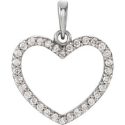 14k White 1/5 Ctw Natural Diamond Heart Pendant