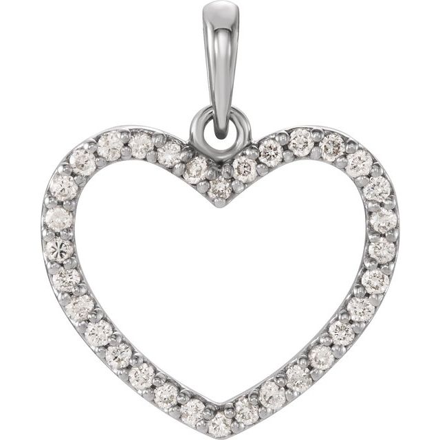 14k White 1/5 Ctw Natural Diamond Heart Pendant