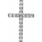14k White 1/2 Ctw Natural Diamond Petite Cross Pendant