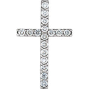 14k White 1 Ctw Natural Diamond Petite Cross Pendant