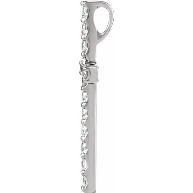 14k White 1 Ctw Natural Diamond Petite Cross Pendant