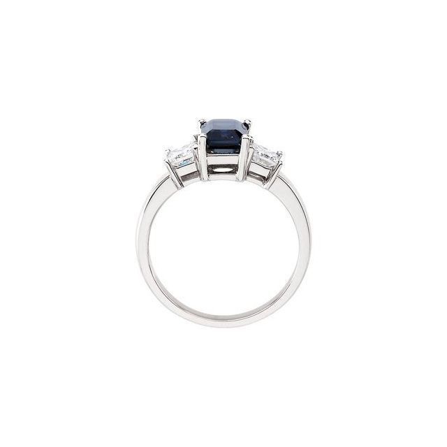14K White Natural Blue Sapphire & 1/2 CTW Natural Diamond Ring