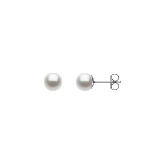 14K White Cultured White Freshwater Pearl Earrings