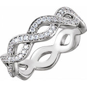 14k White 3/8 Ctw Natural Diamond Eternity Band Size 7