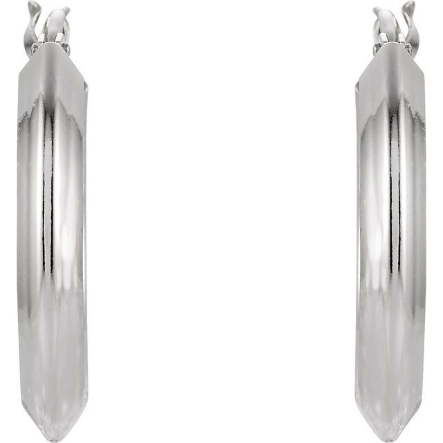 Sterling Silver Knife-Edge Tube 15 mm Hoop Earrings
