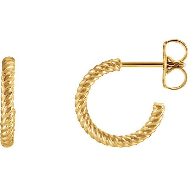 14k Yellow Rope 12 Mm Hoop Earrings