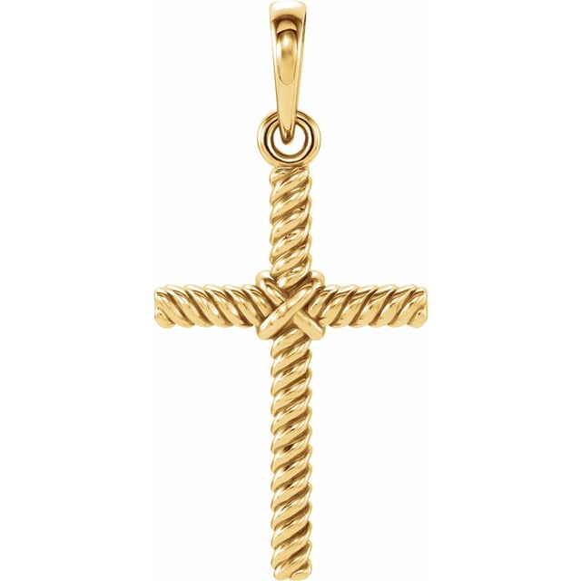 14k Yellow 17.5x11.3 Mm Rope Cross Pendant
