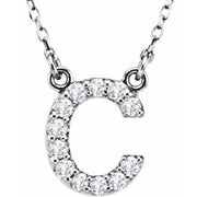 14K White 1/8 CTW Natural Diamond Initial C 16' Necklace