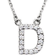 14K White 1/8 CTW Natural Diamond Initial D 16' Necklace