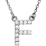 14K White 1/8 CTW Natural Diamond Initial F 16' Necklace