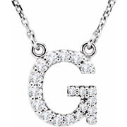 14K White 1/6 CTW Natural Diamond Initial G 16' Necklace