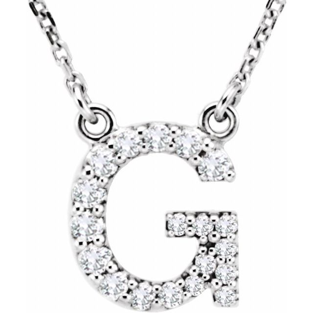 14K White 1/6 CTW Natural Diamond Initial G 16' Necklace