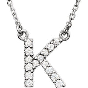 14K White 1/8 CTW Natural Diamond Initial K 16' Necklace