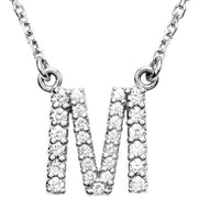 14K White 1/6 CTW Natural Diamond Initial M 16' Necklace