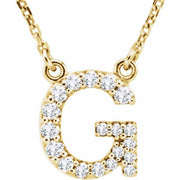 14k Yellow 1/6 Ctw Natural Diamond Initial G 16' Necklace
