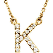 14k Yellow 1/8 Ctw Natural Diamond Initial K 16' Necklace
