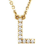 14k Yellow .08 Ctw Natural Diamond Initial L 16' Necklace