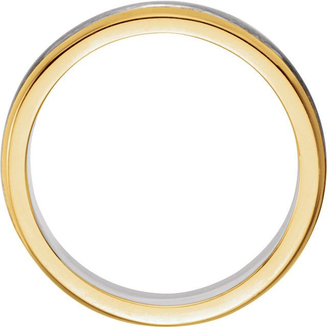 14k White/yellow 6.75 Mm Flat Edge Band With Polished & Satin Finish Size 9
