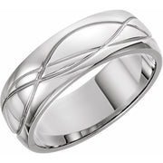 14k White 8 Mm Grooved Band Size 6