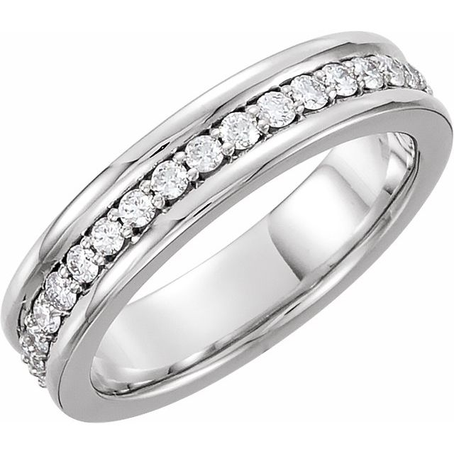 14k White 3/4 Ctw Natural Diamond Band Size 11