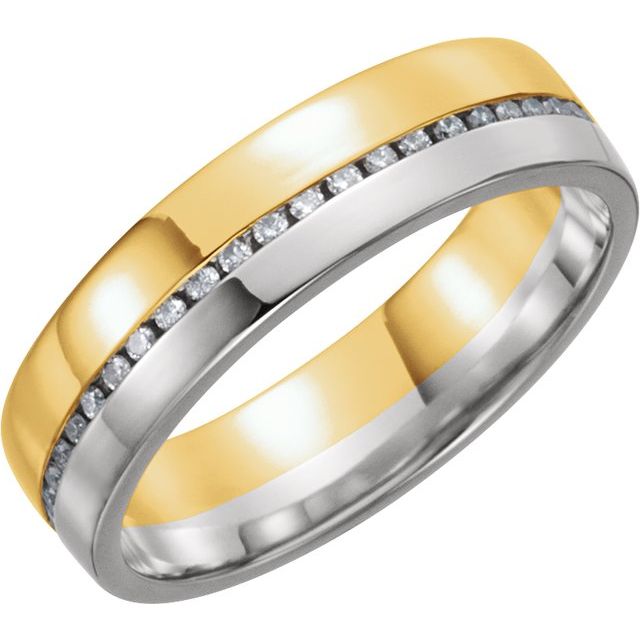 14k Yellow/white 1/3 Ctw Natural Diamond 6mm Band Size 7
