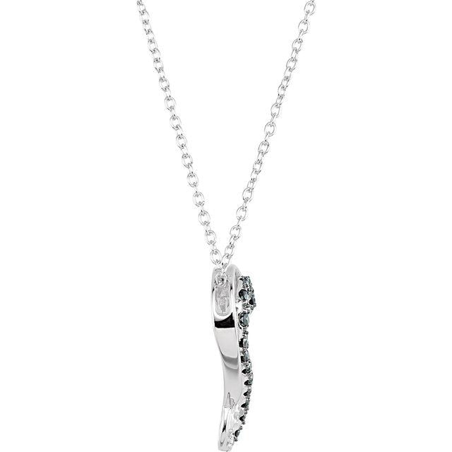 Sterling Silver 1/5 CTW Natural Black & White Diamond Heart 18' Necklace