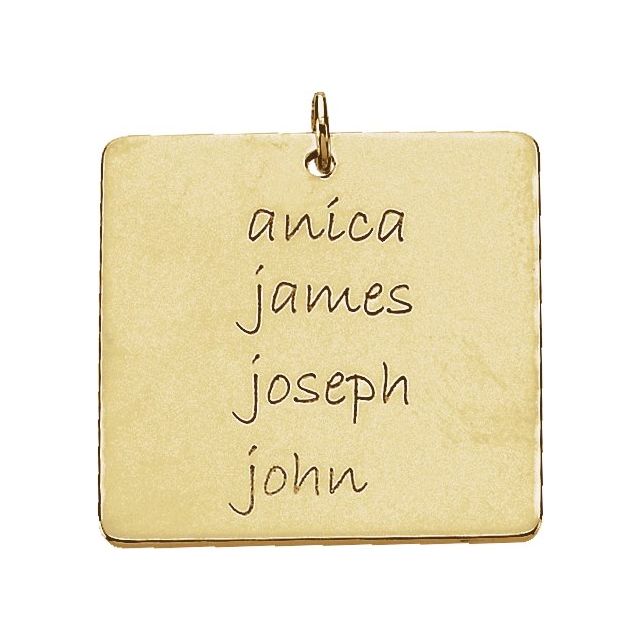 18k Yellow Vermeil Posh Mommy® Engravable Square Pendant