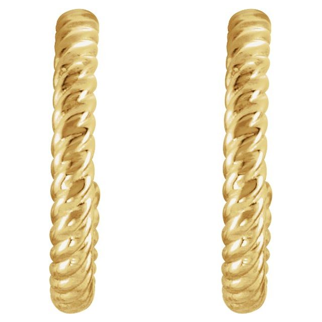 14k Yellow Rope 12 Mm Hoop Earrings