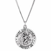 Sterling Silver 18 mm St. Christopher U.S. Air Force Medal 18' Necklace