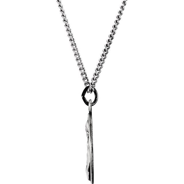 Sterling Silver 25 mm Round Pope John Paul II 24' Necklace