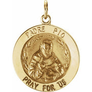 14k Yellow 18 Mm Round St. Padre Pio Medal