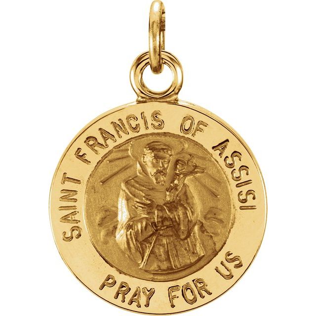 14K Yellow 12 mm Round St. Francis of Assisi Medal