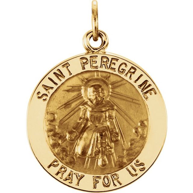 14K Yellow 18 mm Round St. Peregrine Medal