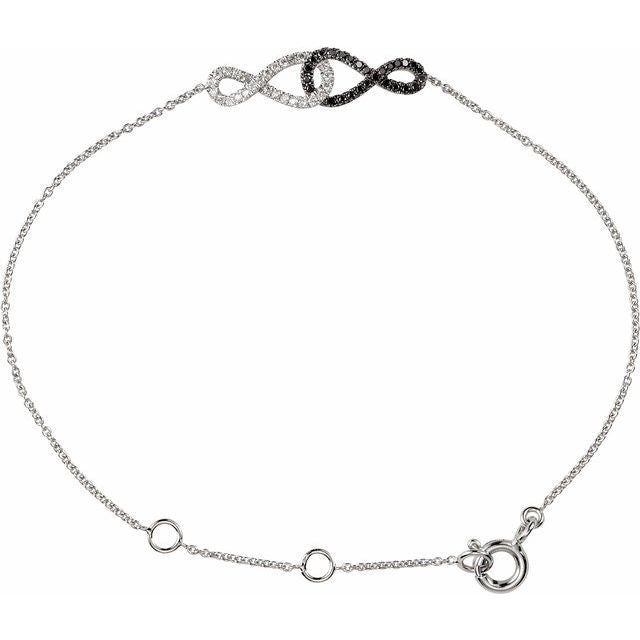 14K White 1/5 CTW Natural Black & White Diamond Infinity-Inspired 5 3/4 - 6 3/4' Bracelet