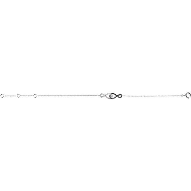 14K White 1/5 CTW Natural Black & White Diamond Infinity-Inspired 5 3/4 - 6 3/4' Bracelet