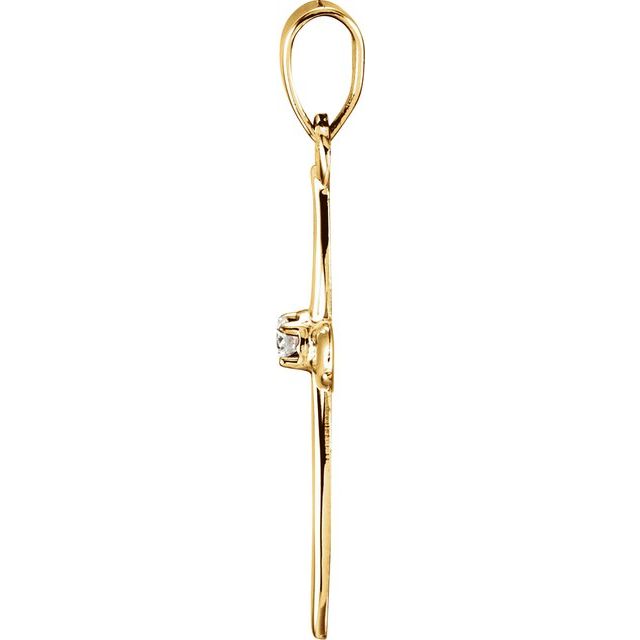 14K Yellow .025 CT Natural Diamond Cross Pendant