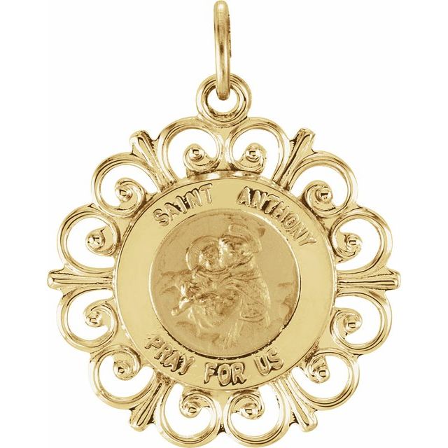 14K Yellow 18 mm St. Anthony Medal