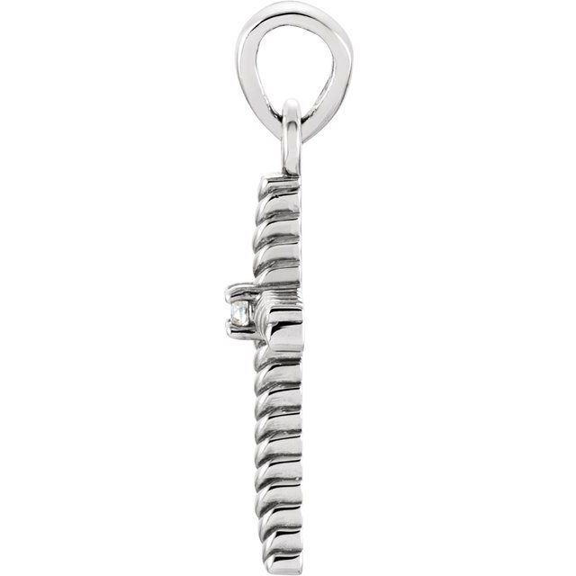 14k White .015 Ct Natural Diamond Cross Pendant
