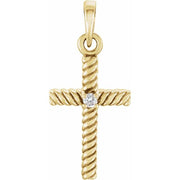 14k Yellow .015 Ct Natural Diamond Cross Pendant