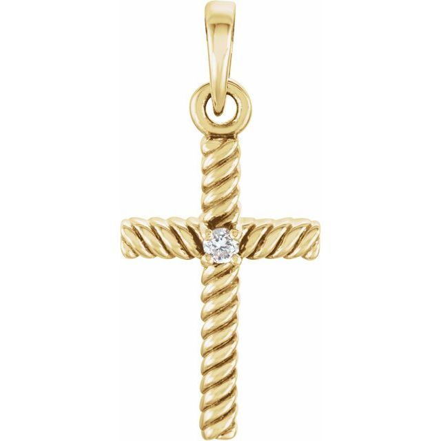 14k Yellow .015 Ct Natural Diamond Cross Pendant